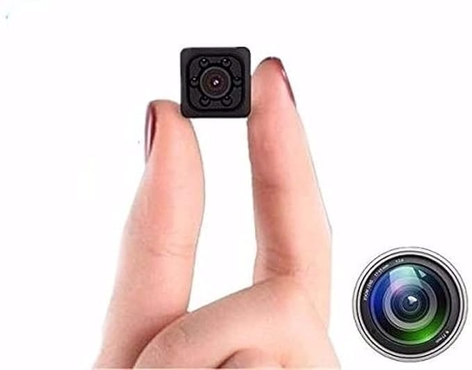 BOVTY 1080P Mini with Low Light Vision, Mini Portable Security, Hidden-Camera with Audio and Video Recorder for Compatible Home Office Wind Desktop Security Stand Camera. (Black)