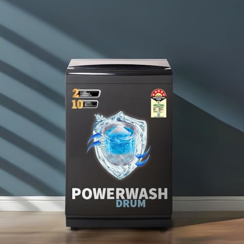 SHARP 11 kg Fully Automatic Top Load Washing Machine with Toughened Glass (ES-T110N-BK, Color - Black, Soft Close, Hot & Cold Water Dual Inlet, Add Laundry)