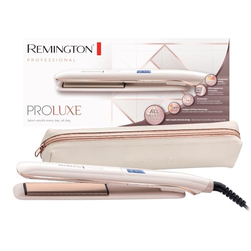 Remington S9100 Proluxe Hair Straightener with 24 Hour Locked in Styles, Intelligent OPTIHeat Technology, 5x Smoother with Ultimate Glide Ceramic, 50% Straighter Hair in One Pass