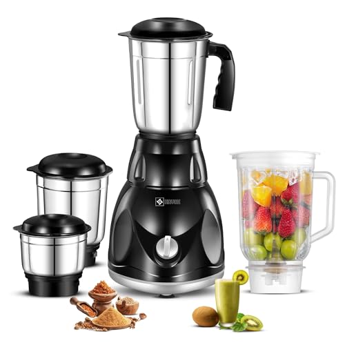 Havok 750W Mixer Grinder for Kitchen with 4 Jars | Heavy Duty 20000 RPM Motor Mixie for Spices Chutney Smoothies | Rust-Resistant Blade | Overload Protection | 1.5L Large Blending Jar