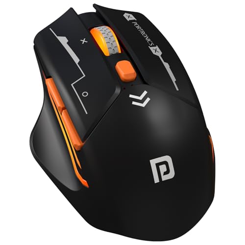 Portronics Vader Max Wireless Rechargeable Mouse, Thumb Support, Bluetooth 5.3 & 2.4 GHz Dual Mode, 6-Button Control, Adjustable DPI Up to 2400,Universal Compatibility for Laptop,Desktop,Gaming(Black)