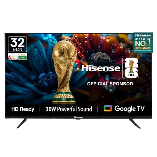 Hisense 80 cm (32 inches) E43N Series HD Ready Smart Google LED TV 32E43N (Black)