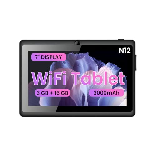 IKALL N12 7-Inch Android Tablet | 3GB RAM, 16GB ROM | 2MP Rear Camera | 3000mAh Battery | WiFi Tablet – Black