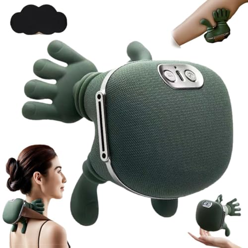 Bionic Heated Massager, Wireless Portable Shiatsu Neck and Back Massager, Electric Deep Tissue 4D Kneading Massage, Simulated Human Hand Design for Pain Relief and Muscle Relax (BG04)