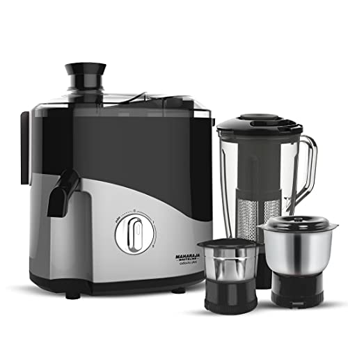 Maharaja Whiteline Odacio Plus 550-Watt Juicer Mixer Grinder With 3 Versatile Jars | Food Grade Safe | 2 year warranty (Black & Silver), 550 Watts