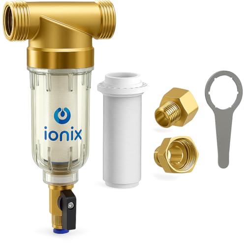 IONIX Spin Down Sediment Water Filter for Overhead Tank & Main Line – 40 Micron Washable Cartridge, Removes Mud, Sand & Rust – Pre Filter for Apartments, Flats & Villas