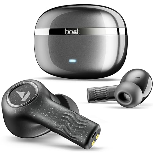 Boat Nirvana Ion ANC, Active Noise Cancellation(~32dB), 120Hrs Battery, App Support, Crystal Bionic Sound, 4Mics ENx, v5.3 Bluetooth TWS in Ear Earbuds Wireless Earphones with mic (Crystal Black)