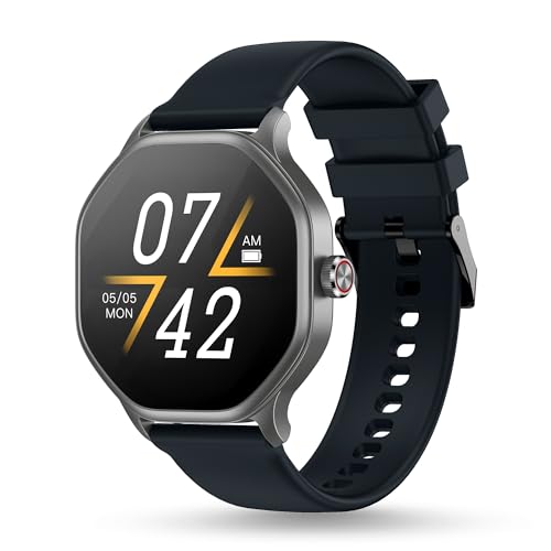 Pebble Hive Octa Display Smartwatch | BT Calling | Functional Rotating Crown | Multi Sports Modes | Sleep Monitoring | Health Suite | Customizable Watch Faces | in-Built Games & World Clock - Black