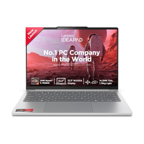 Lenovo IdeaPad Slim 5, AMD Ryzen 5 7535HS, 16GB RAM, 512GB SSD, WUXGA IPS, 13.3"/33.7cm, Windows 11, Microsoft 365 Basic + Office 2024, Grey, 1.6Kg, Backlit KB, 1Yr ADP Free, 83J2004HIN, Laptop