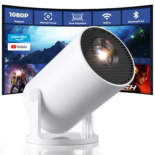 CLOKOWE Mini Projector with WiFi and Bluetooth - Built-in Apps, Smart Portable Projector with 180° Rotation, Auto Keystone, Support 1080P, Compatible with HDMI/USB/TV Stick/Smartphone/Laptop