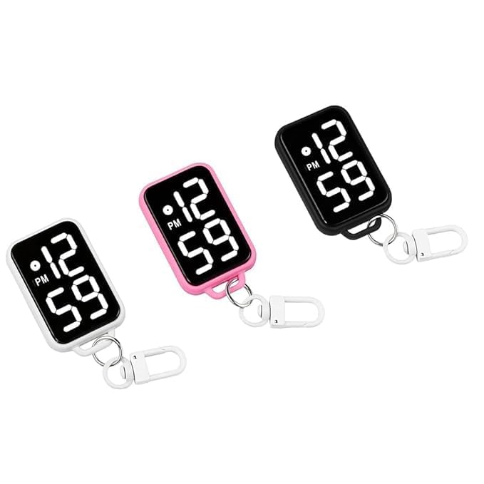 Krizkey LED Digital Display Keychain Watch, Plastic, Small, Unisex Sports Style, Square Electronic Clock with Keyring, Portable Digital Timepiece for Kids and Students Multicolor