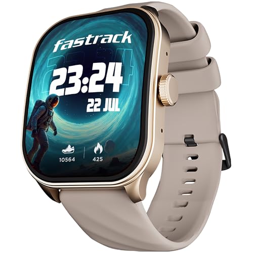 Fastrack Limitless FS2 Pro 1.96" AMOLED Smart Watch with BT Calling, AI Voice Assistant, 100+ Sports Modes, 5-Day Battery, Fast Charge, Health Tracking, – Smartwatch for Men & Women (Beige)