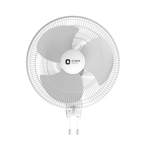 Orient Electric Wall 97 | High Speed Wall Fan for Home | 100% Copper Motor | 90 Degree Oscillation with Tilt Mechanism | 3 Speed Pull Cord | Thermal Overload Protection | Military Grade Guard | White