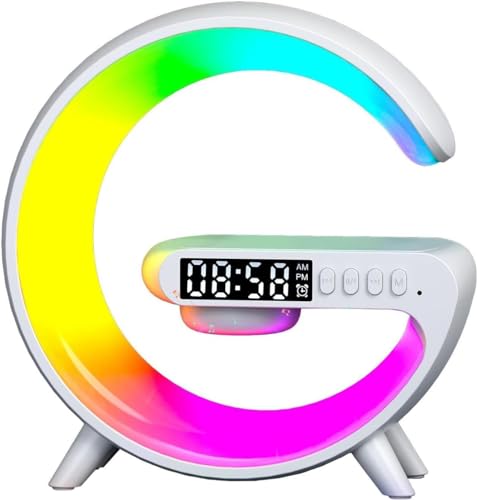 Drumstone 【Deal with 12 Years Warranty G-Shape RGB Light Bluetooth Speaker, Your Ultimate Smart Alarm Clock for Bedroom, Living Room, and Game Room
