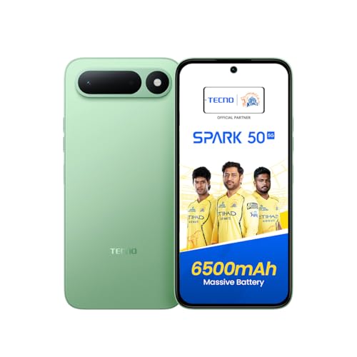 Spark 50 5G (Mint Green, 4GB+128GB) | 6500mAh Battery + 45W Fast Charger | Upto 18GB* RAM | MIL-STD 810H Protection | Fastest 8X Network Speed* with URSP | 120Hz Smooth Display | AI Flash Snap