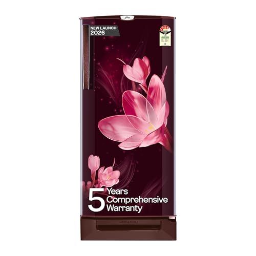 Godrej 185 L 5 Star 5 Years Comprehensive Warrant |Turbo Cooling Technology| Toughened Glass Shelves | Direct Cool Single Door Refrigerator (2026 Model, RD 195EN TAI MY WN, Mystic Wine)