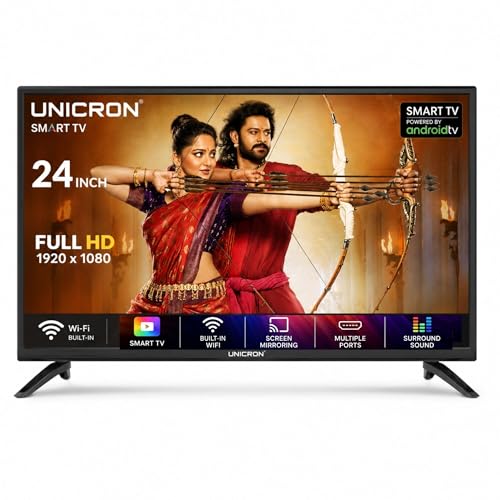 UNICRON 24”INCH HD Ready Android Smart LED TV | WiFi Enabled | Built-in Apps Compatible (YouTube, Netflix, Prime Video) | Screen Mirroring | HDMI, USB Connectivity | Premium Slim & Stylish