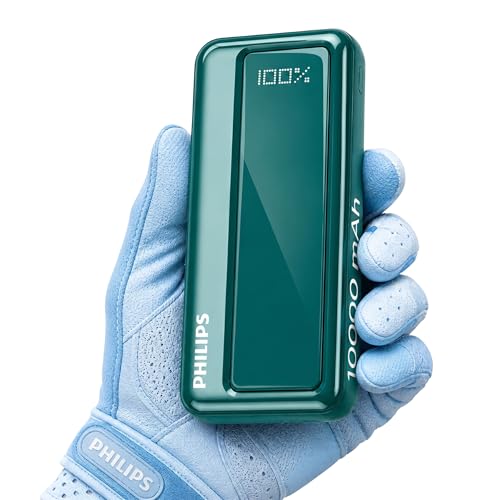 Philips 10000mAh 22.5W Fast Charging Power Bank (Deep Cyan) with Digital LED Display | Type-C & USB-A Input/Output | 3 Output Ports | Lithium Polymer Battery | Portable for Mobile, Tablet & Earbuds
