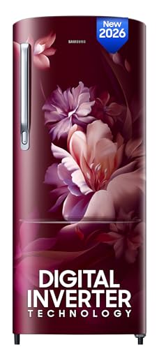 Samsung 223 L, 3 Star, Digital Inverter, Direct-Cool Single Door Refrigerator (RR24H2723RZ/NL, Midnight Blossom Red, Single Touch Defrost, 2026 Model)