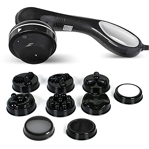 AGARO Relaxo Electric Handheld Full Body Massager with 8 Massage Heads, 5 Mode & 6 Speed Settings for Muscle Relief & Relaxation (Black), Back, Leg & Foot.