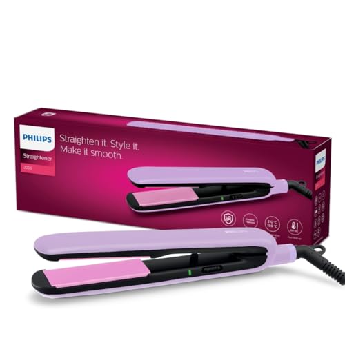 Philips India's No.1 Hair Styling Brand Hair Straightener, Minimized Heat Damage,SilkProtect Care, Titanium Ceramic Plates,Smooth Shiny Straight Hair, 2 Temperature Settings,For Indian Hair,BHS393