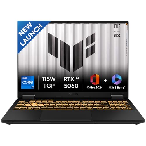 ASUS TUF F16, 14th Gen, Smartchoice,Intel Core i7 14650HX, Gaming Laptop(RTX 5060-8GB/16GB/1TB /FHD+/16"/165Hz/90WHrs/Windows 11/M365 Basic (1Year)*/Office 2024/Jaeger Gray/2.2 Kg) FX608JMR-RV049WS