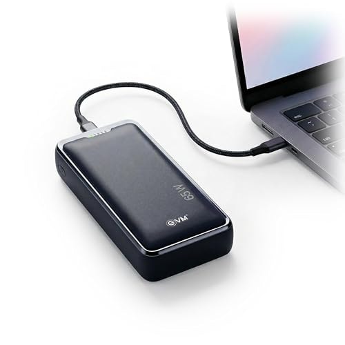 EVM EnLap Pro 30000mAh Power Bank (Misty Black) | 65W PD Fast Charging | Li-Polymer Battery | Type-C Input/Output for Laptops & Mobiles | Dual Input, Dual Output