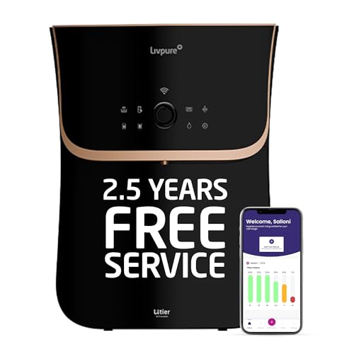 Livpure Lotier Smart Water Purifier | RO+UV+UF+CU+ALK+MIN | Zero Cost for 2.5 Years - Filters Included | WiFi Enabled, TDS Display, AIOT | 10 Stage Filtration | 6.5 litres
