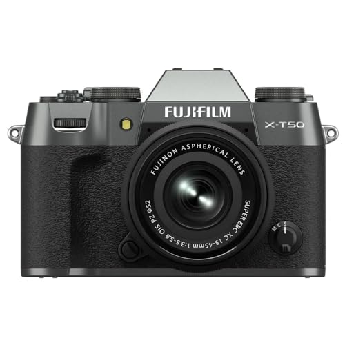 Fujifilm X-T50 40 MP APS-C X-Trans Sensor|Retro Style mirrorless Camera|4k/6.2k vlogging|High Speed Recording FHD 240fps|Advance AF with 15-45mm Optical Zoom Lens f/3.5-5.6 - Charcoal
