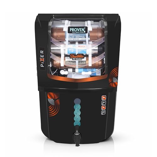 Proven Pixer RO + UV + UF Water Purifier for Home | Copper + TDS Controller | 10L | ISI Certified | for Borewell, Tanker & Municipal Water | 12-Stage Purification | 1-Year Warranty | Free Prefilter.