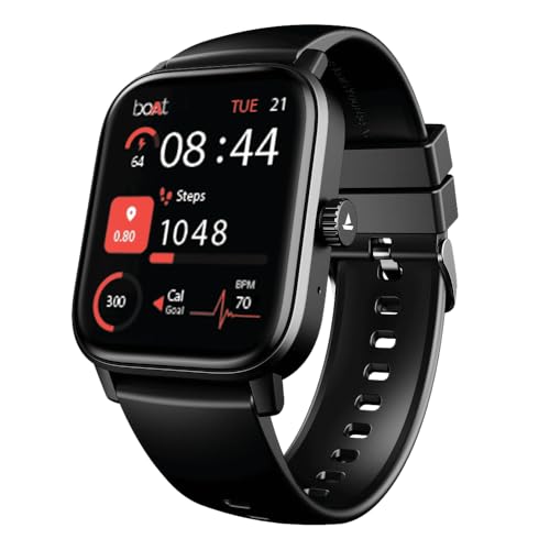 boAt Wave Astra Neo Smartwatch Bluetooth Calling, 1.83” HD Display, Health & Wellness Suite, IP68 Resistance, Functional Crown (Active Black)