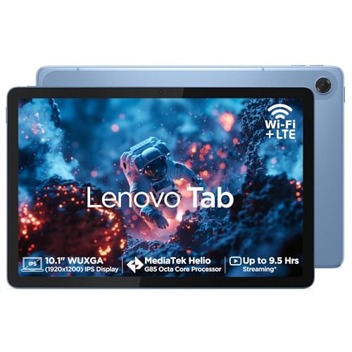 Lenovo Tab| 10.1" Display| 4G (LTE) + Wi-Fi (Calling)| 4GB RAM + 128GB ROM (Expandable up to 1 TB)| Metal Body| Dual Speakers with Dolby Atmos| Android 14| Color: Polar Blue
