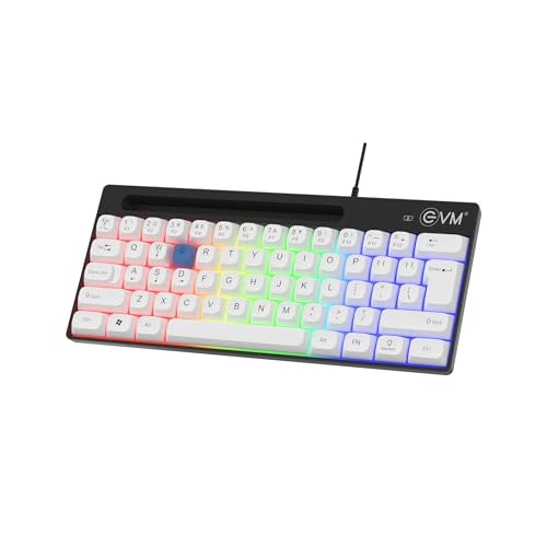 EVM EnHype Wired Keyboard 62 Keys, Rainbow LED Backlit, 19 Anti-Ghosting Keys, Mobile Stand, Smooth Keystrokes, Compact Layout, Plug & Play, for PC, Laptop, Gaming Setup - 1-Warranty (EVM-WLK-612)