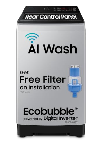 Samsung Smart Choice 10 Kg, 5 Star, AI Wash, AI Energy Mode, Wi-Fi, Ecobubble, AI VRT+, Soft Closing Door, Digital Inverter, Fully-Automatic Top Load Washing Machine (WA80F10E2LTL, Lavender Gray)