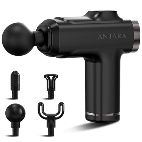 Antara AGEasy (Max Group) Relief Compact Massage Gun | 8 Speed Levels, 4 Massage Heads | USB Type-C Rechargeable Handheld Massager | Full Body Pain Relief Muscle Massage Machine for Men & Women (Black)