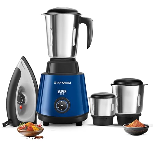Longway Super Pro Mixer Grinder | Up to 750 Watt Powerful Motor for Grinding, Mixing, Juicing | 2 Years Warranty