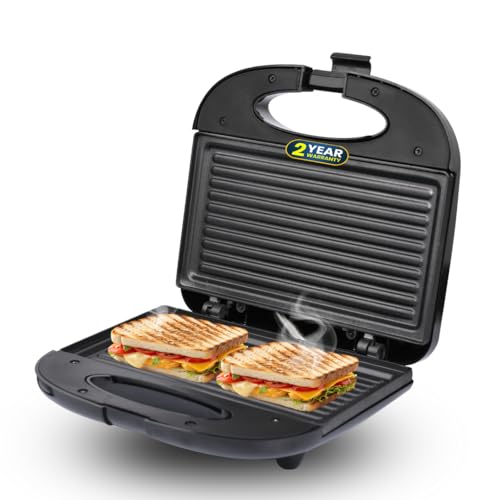 truTRTL Smart Grill Electric Sandwich Maker with Non-Stick Die Cast Aluminum Plates | 800W | Bread Griller & Toaster | Auto Cut-Off | Power Indicators | Perfect for Gifting | 2 Years Warranty - Black