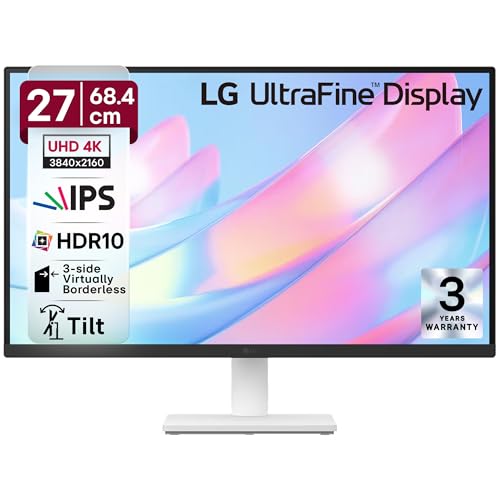 LG 27US500 68.4 cm (27 Inch) Ultra HD 4K (3840x2160) IPS Monitor with 60Hz, 5ms (GtG) HDR10, Flicker Safe, Reader Mode, 2xHDMI, Anti-Glare, 3-Side Virtually Borderless Design, DCI-P3 90% (Black)