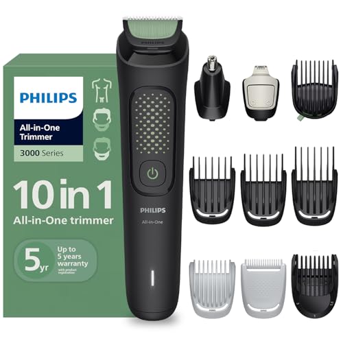 Philips India's No.1 Men's Trimmer | Single stroke beard trimming | 10-in-1 All in One Grooming Kit- Head to Toe | Detail trimmer attachment | 90 min. runtime | 5 yrs* warranty | MG3941