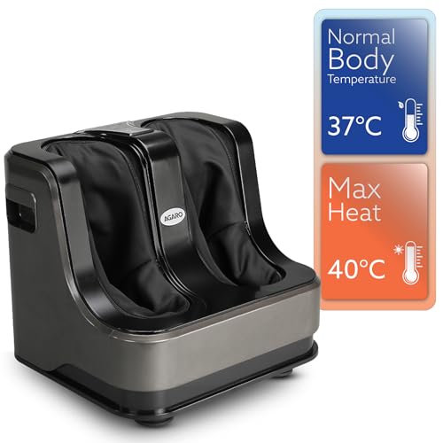 AGARO Rejoice Foot, Calf and Leg Massager with Lukewarm Heating and Vibration, 80W, 4 Motors, Rolling & Kneading Functions for Muscle Relaxation & Improving Blood Circulation (Grey)