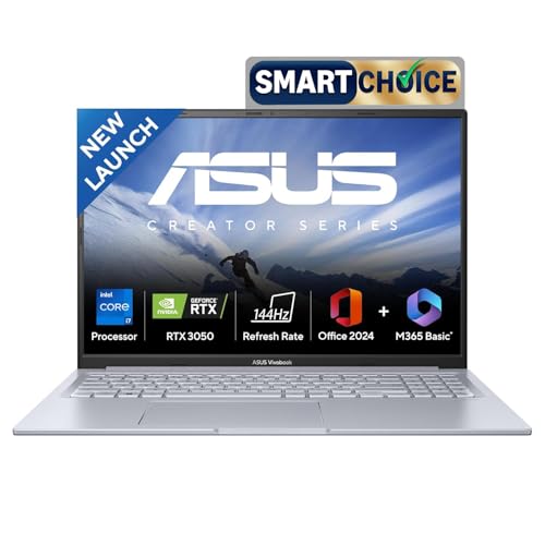 ASUS Vivobook 16X,Smartchoice,Intel Core i7-13620H,Creator/Gaming Laptop(RTX 3050-4GB/16GB RAM/512GB SSD/FHD+/16"/144Hz/M365 Basic (1Year)*/Office Home 2024/Cool Silver/1.8 Kg) K3605VC-RP492WS