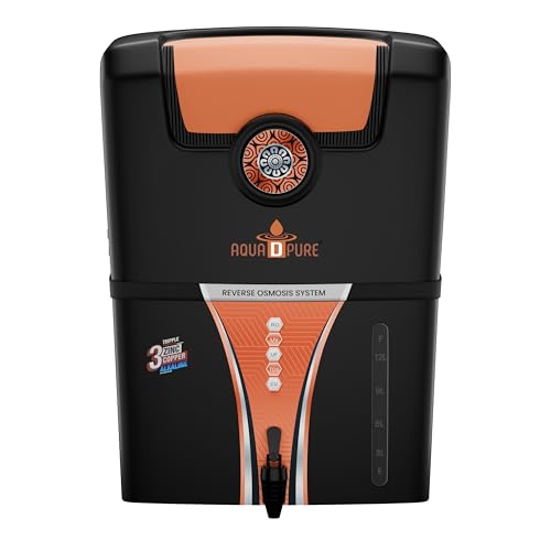 AQUA D PURE Zinc Copper Alkaline Filter, RO Water Purifier with 10 Stage Purification Filtration, UV, UF, TDS Adjuster and 12 Liter Large Storage Tank