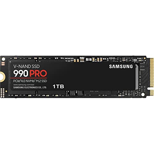 SAMSUNG 990 PRO SSD 1TB PCIe 4.0 M.2 Internal Solid State Hard Drive, Fastest Speed for Gaming, Heat Control, Direct Storage and Memory Expansion for Video Editing, Heavy Graphics, MZ-V9P1T0B/AM