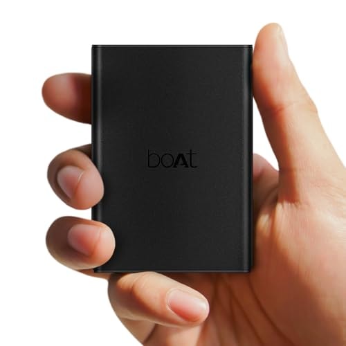 Boat Energyshroom PB400 Pro 20000 mAh 22.5W Pocket Size, Compact Power Bank, Fast Charging (2X Output Ports, Supports Android, iPhone, Tablets, Earbuds, etc.) (Carbon Black), USB Type C