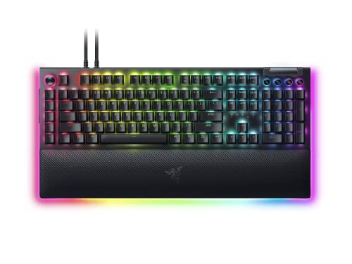 Razer BlackWidow V4 Pro Smartchoice Mechanical Gaming Keyboard, Green Switch Clicky Keys, RGB Chroma Backlit, Programmable Macro Dial, Magnetic Wrist Rest, USB Wired, Anti-Ghosting, US Layout