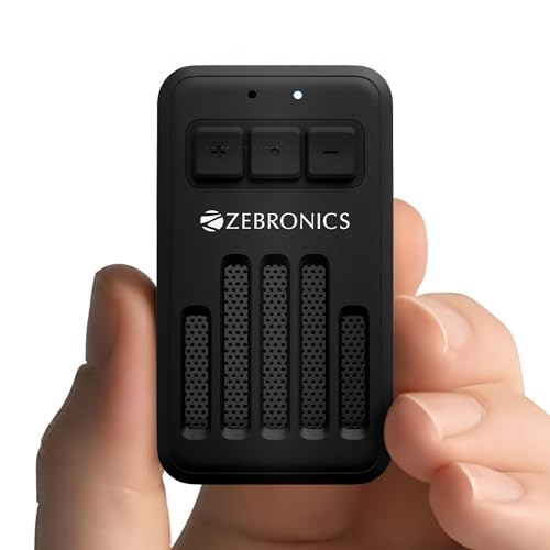 ZEBRONICS Clipper, 4 Watts, Wearable Bluetooth Speaker with Mic, Magnetic Clip-On, Upto 20 Hours Playback, Bluetooth v5.3, Carry Loop, Adventure & Travel Companion, Portable Speaker (Black)