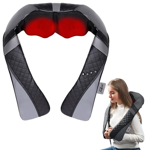 Dr Physio USA 1047 Shiatsu Electric Neck and Back Massager Machine with Infrared Kneading Nodes for Cervical Neck, Shoulder, Back & Body Muscle Pain Relief