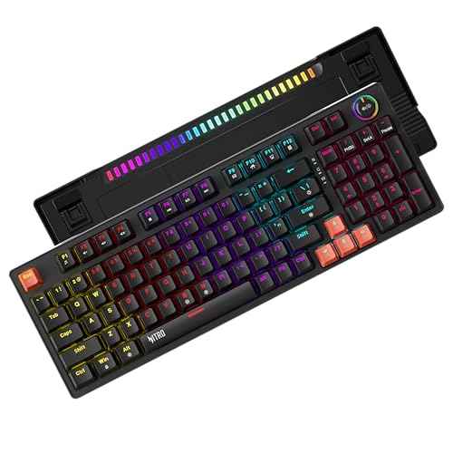 acer Nitro G Wired Mechanical Gaming Keyboard | 98% Layout with Multifunction Knob | Red Switches | RGB Flowing Light | Gasket Structure | 96 Keys | Mixed-Color Key Glow | 50M Switch Life