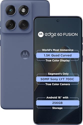 Motorola Edge 60 Fusion 5G (Pantone Slipstream, 8GB RAM, 128GB Storage) | 6.67" Curved 1.5K pOLED Display | 50MP+13MP Rear | 32MP Front | Dimensity MediaTek 7400 | 5500mAh Battery + 68W Turbo Charger