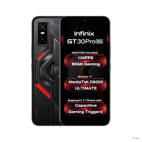 Infinix GT 30 Pro 5G+ (Dark Flare, 8GB RAM, 256GB Storage) | MediaTek D8350 Ultimate | 120FPS BGMI Gaming | Gaming Triggers | 1.5 Million+ AnTuTu | Infinix AI
